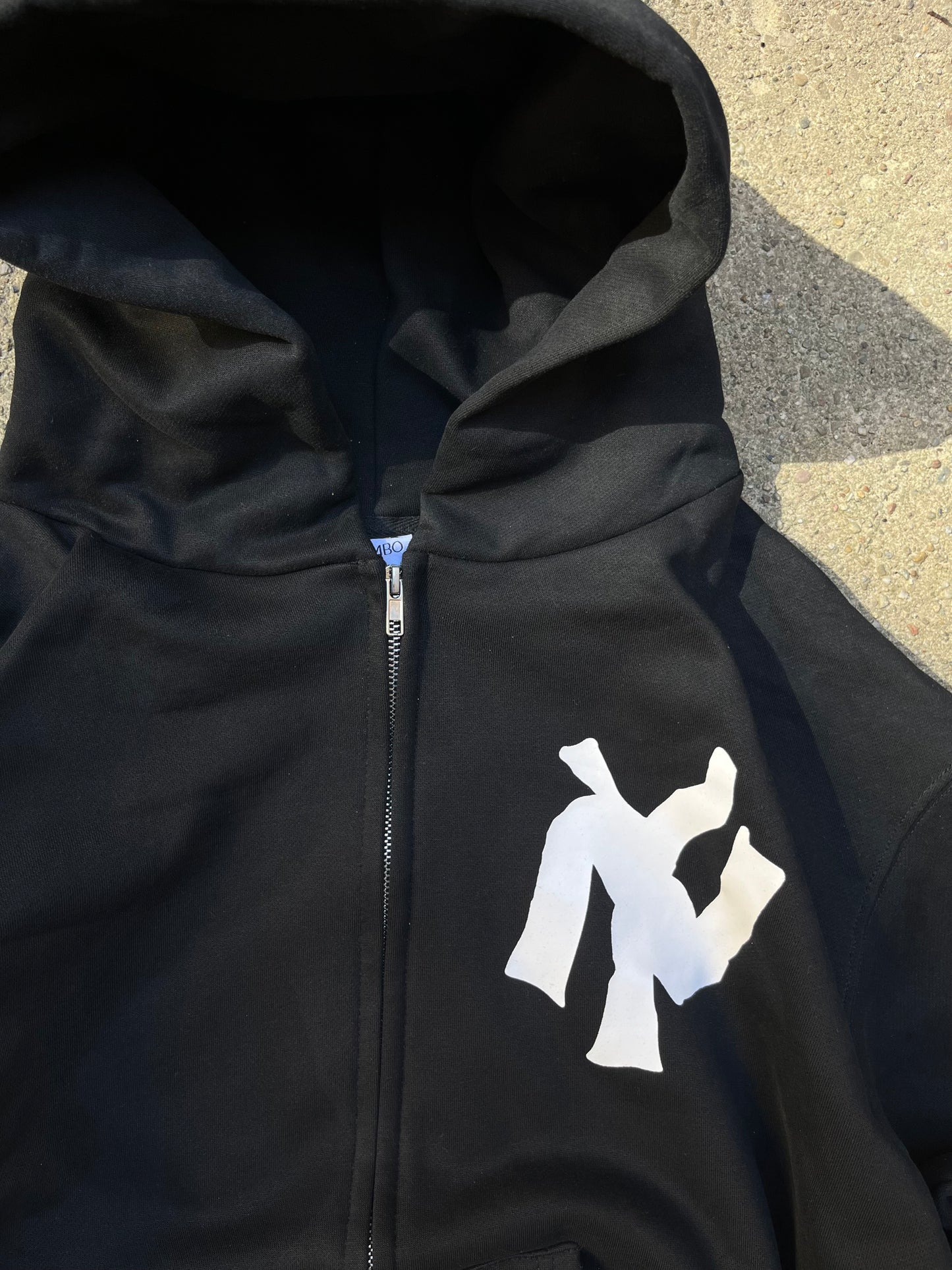 Akimbo Club oversized zip up hoodie pullover black