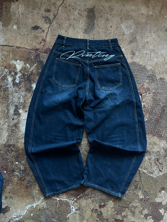 Vintage embroidery denim jeans